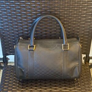 Gucci Monogram Black Canvas Leather Satchel